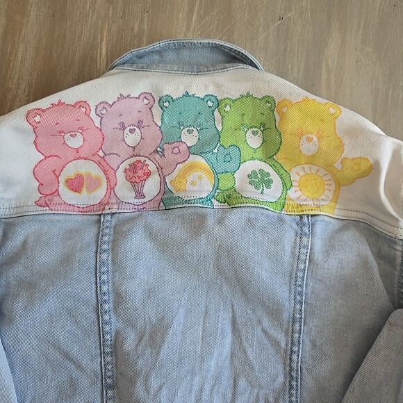 Care Bears Justice Denim Jacket Kids Girls Size Small 7/8 Blue White Jean - Picture 8 of 10